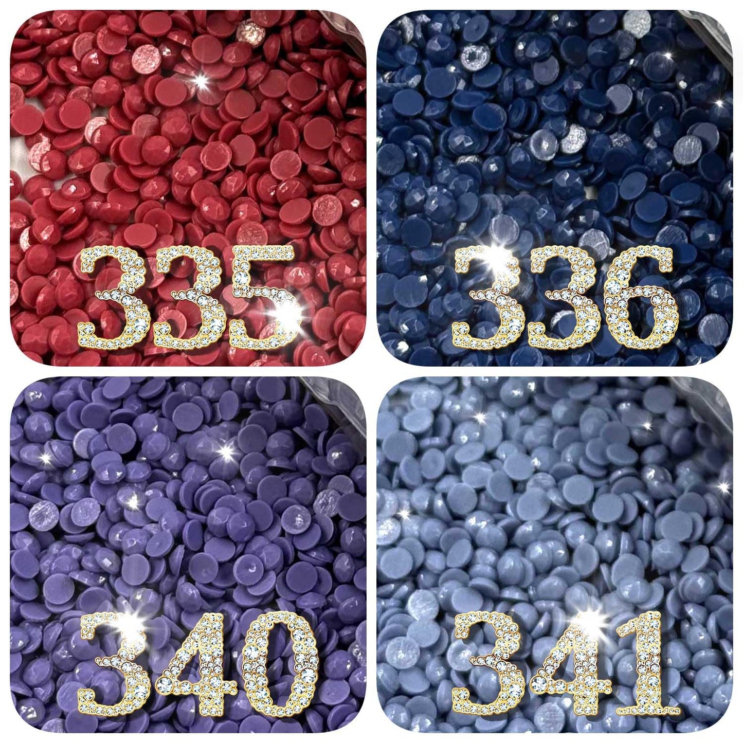 Carsilers Diamonds Painting Accessories,Replacement for Missing Round Drills 335 336 340 341,Rhinestone Resin Diamond Drill,4 Colors Beads Gems Stones,3500pcs per Color