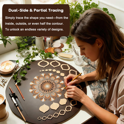 DAFENCHI 364 Pcs Wooden Mandala Painting Stencils, Dot Drawing Tools for Mandala Patterns, Drawing Stencils for Wood & Flat Surfaces, Portable Art Drawing Kit Painting Template