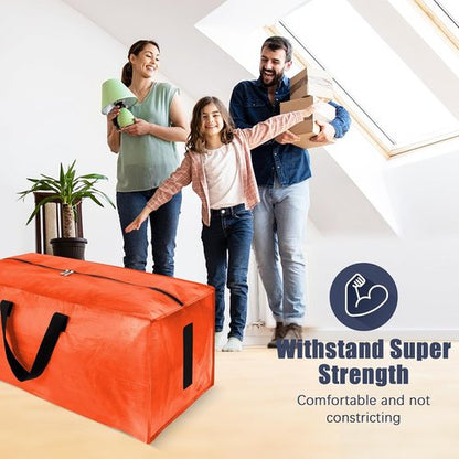 HOMESURE Large Water-Resistant Moving Bags - 12 Pack Heavy Duty Storage Totes with Zippers & Handles | Space-Saving Solution (Orange)