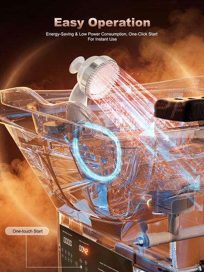 QEGOON Professional Head Spa Equipment, Portable Shampoo Bowl with LED Light Therapy, 60L Large Water Tank, Constant Temperature Water Circulation Shampoo Station for Beauty Salons Spas