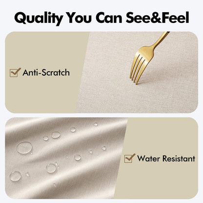 MIULEE Beige Rectangle Polyester Tablecloth with Decorative Cutouts Spring Waterproof Stain Resistant & Shrink-Proof Table Cloth 60x84 inch Farmhouse Style for Dining Wedding and Outdoor
