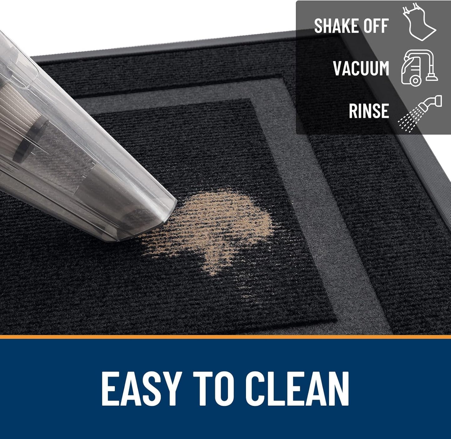 OLANLY Waterproof Front Door Mat - All-Season, Fade Resistant, Easy Clean, 47x32 Inches, Black