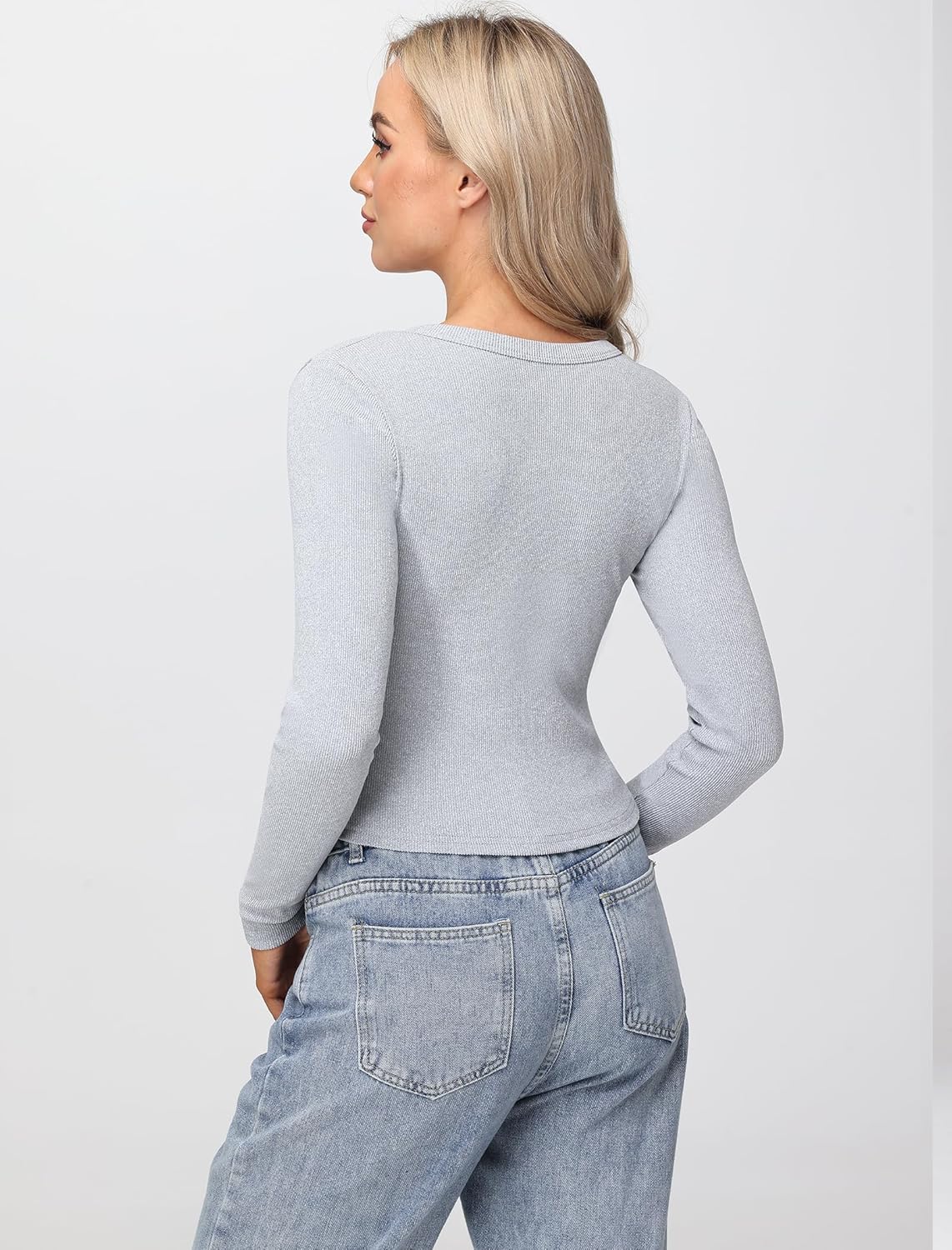 Womens Long Sleeve Tops Fall Lightweight Cardigan Cropped Going Out Shirts Ribbed Button Down Cute Trendy 2025