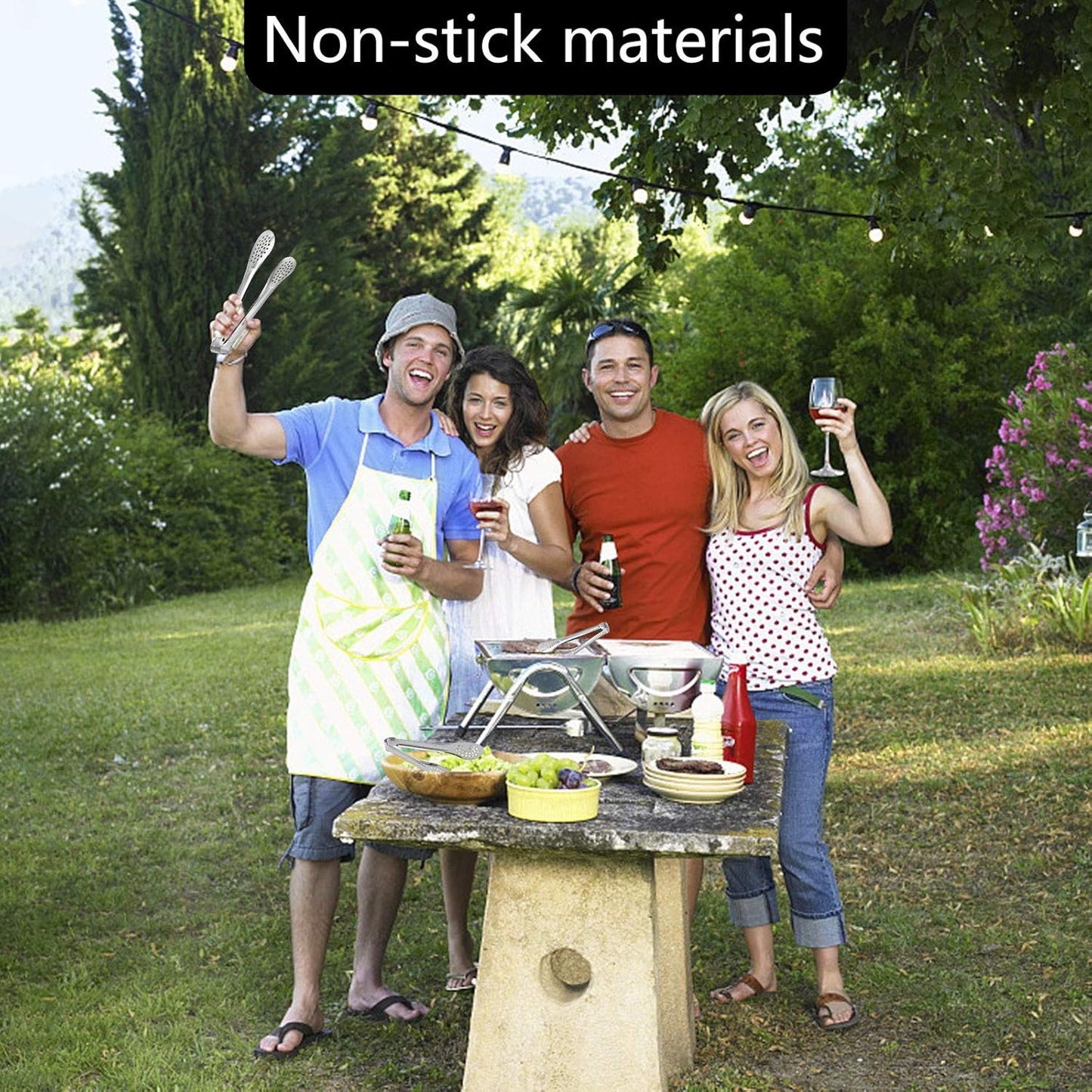 4 Pack Buffet Tongs - Stainless Steel Serving Tongs, 7 Inch and 9 Inch Serving Utensils