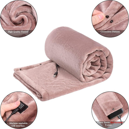 GREENWISH USB Heated Shawl, Electric Lap Blanket Throw, Warm Flannel Pad for Winter Home Office Car, 55 X 32 Inch