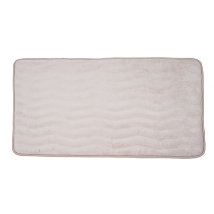 Microfiber Memory Foam Bathmat – Oversized Padded Nonslip Accent Rug for Bathroom, Kitchen, Laundry Room, Wave Pattern by Lavish Home (Ivory) , 59” L x 24” W x .625” Thick