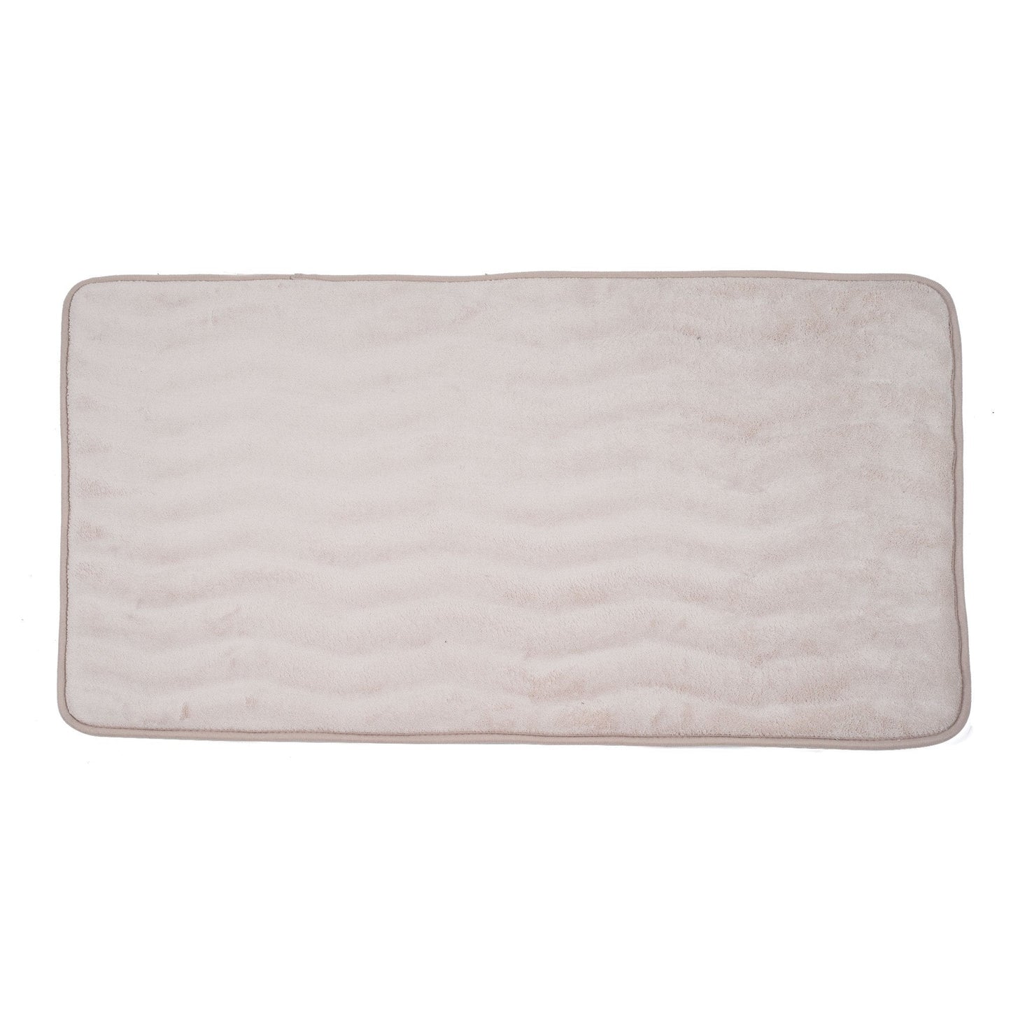Microfiber Memory Foam Bathmat – Oversized Padded Nonslip Accent Rug for Bathroom, Kitchen, Laundry Room, Wave Pattern by Lavish Home (Ivory) , 59” L x 24” W x .625” Thick