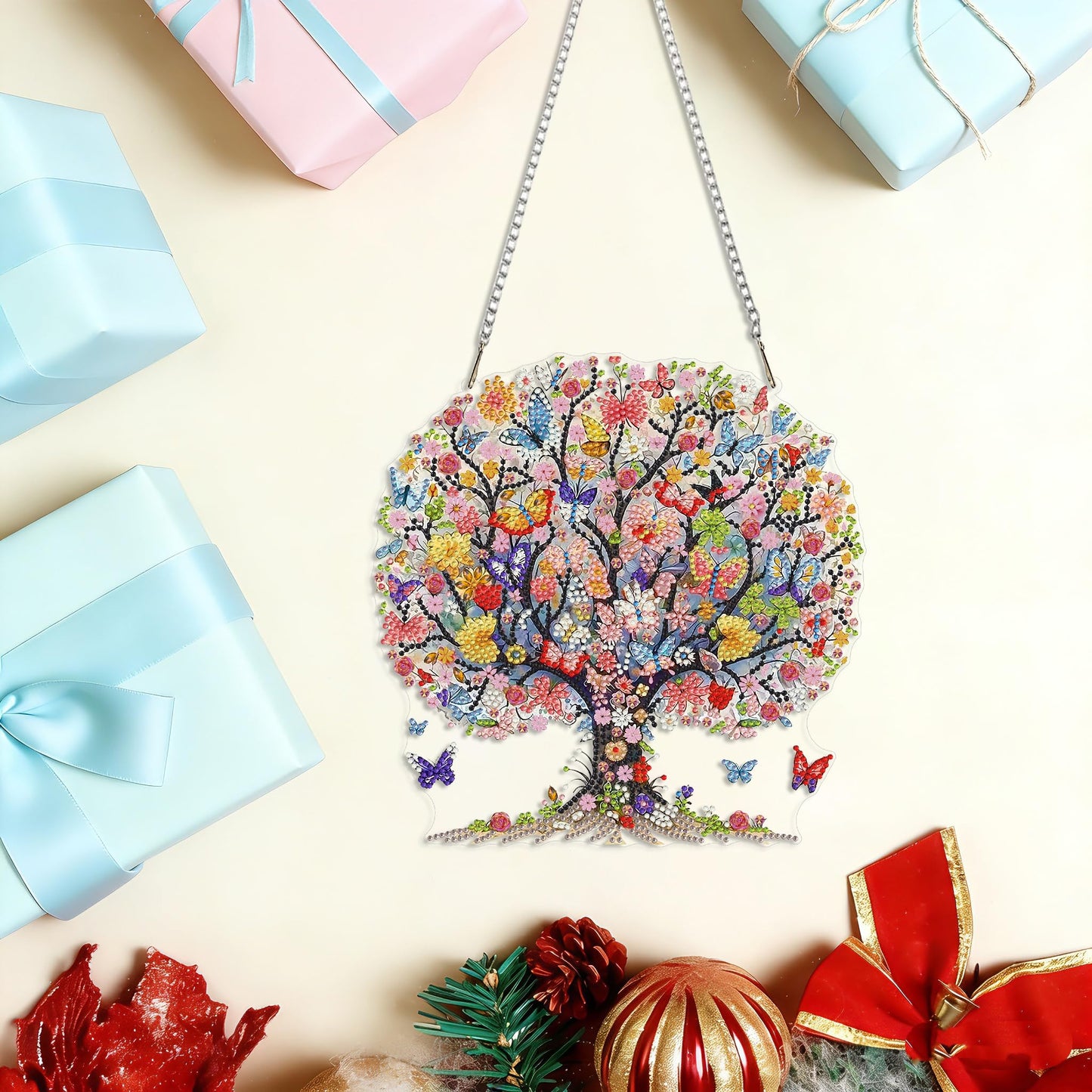 Life tree Diamond Art Hanging Kit for Adult, Painting Hanging Ornament Kit, Special Shaped Rhinestone,DIY Acrylic 5D Diamond Art Window Pendants Home Garden Wall Kits Hanging,Double Sided (Lifetree)