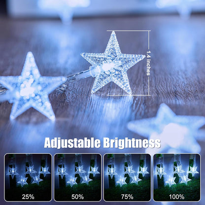 Star String Lights - 33 Ft 100 LED Waterproof Fairy Lights with Remote & Timer | 8 Modes for Bedroom & Patio
