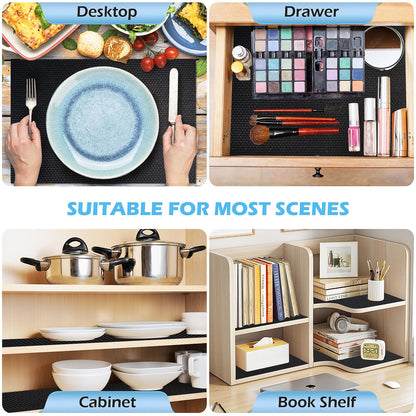 MooiFun Drawer Liners, Waterproof Shelf Liner, Anti-Slip Non-Adhesive BPA Free Kitchen Cupboard Cabinet Liner Refridge Fridge Mats Sink Protector Strong Durable for Home (Black/11.8in x 20Ft)