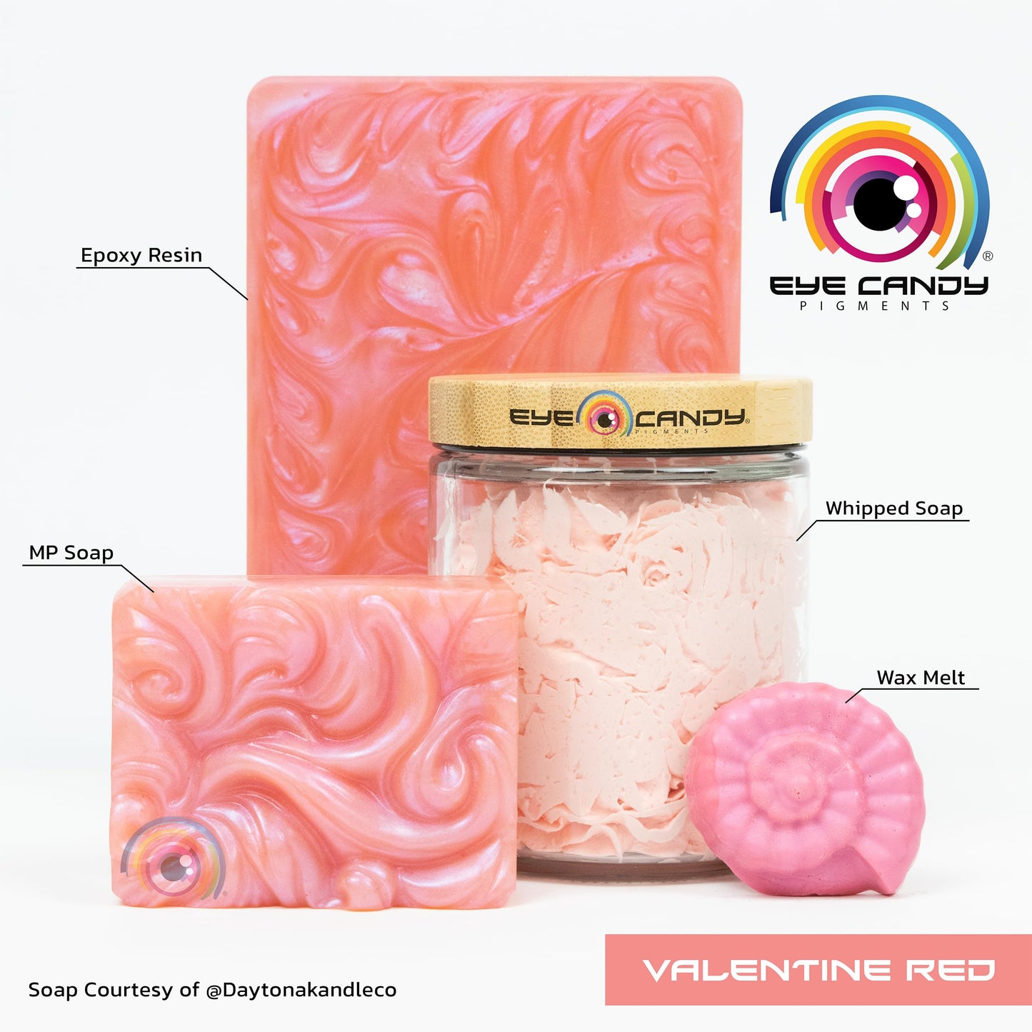Eye Candy Pigments Premium Red Mica Powder - Valentine Red (50gr) - for Epoxy, Resin, Soap, Paint, Woodworking, Acrylic Pouring, Bath Bombs, Fishing Lures - DIY Arts and Crafts Additive