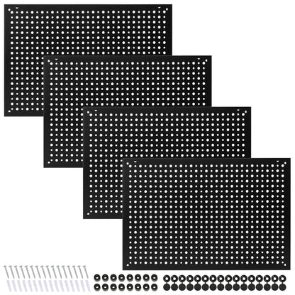 Daanxw 4 Pack Heavy Duty Steel Pegboard Garage Organization Panels,Universal 1/8 and 1/4 Pegboard Accessories,Suitable for Tool Storage,Garage Storage etc. (Black, 16X10.5)