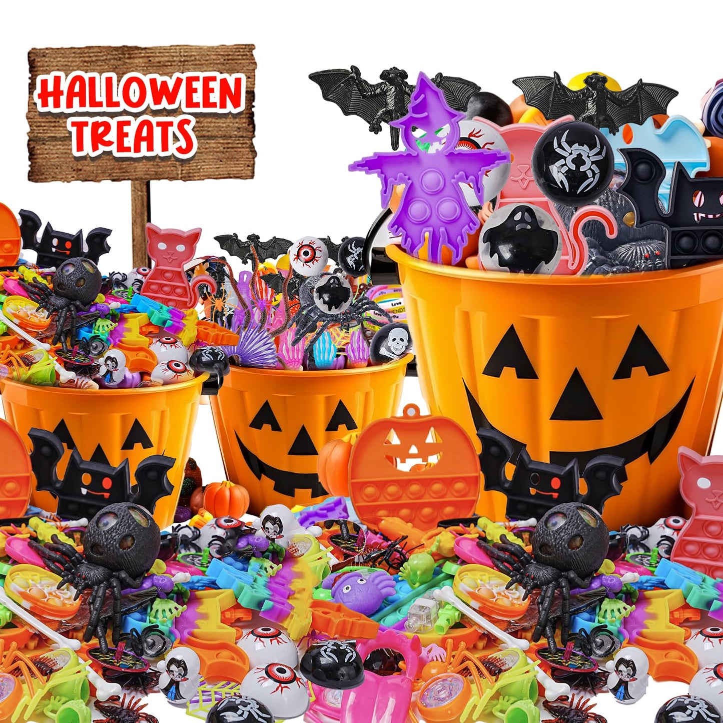 650Pcs Halloween Party Favors for Kids, Bulk Fidget Toys for Party Supplies, Halloween Treats Non Candy School Classroom Carnival Prizes, Treasure Box Toy Chest, Halloween Gifts, Goodie Bag Stuffers