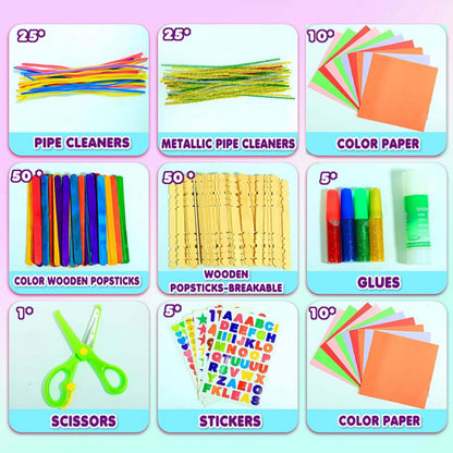 YITOHOP Arts Craft Supplies for Kids, 1000+ PCS Toddler DIY Craft Art Supply Set Include Pipe Cleaners, Pom Poms, Storage Box, 2026 Christmas Holiday Gift for 4-12 Years Old Boys and Girls