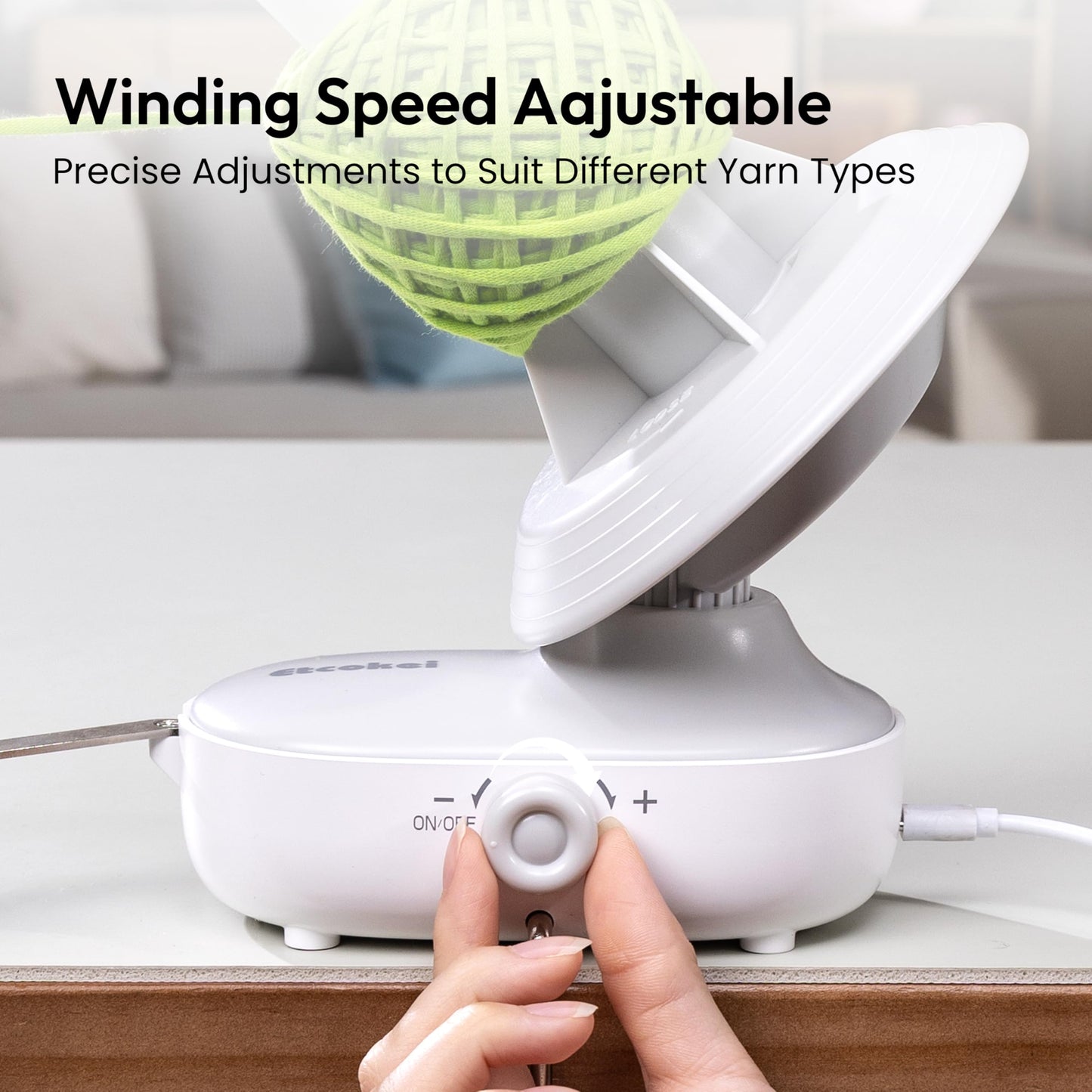 Etcokei Electric Yarn Winder for Crocheting, Upgrade Dual-Spring Tension 10oz Large Capacity, Stepless Speed Automatic Yarn Winder Wool Spinner Roller for Crochet Lovers(Gray)