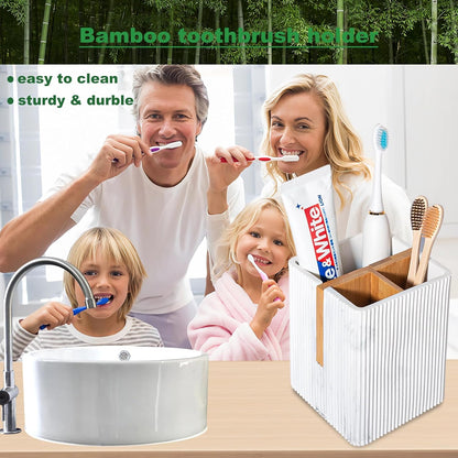 rejomiik Toothbrush Holders for Bathroom Countertop, 3 Slots Electric Toothbrush and Toothpaste Organizer