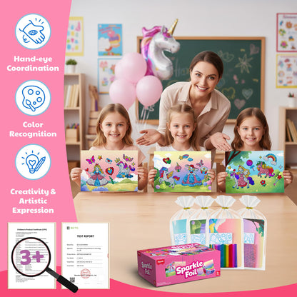 JoyCat 24 Pack Foil Craft Party Favors,No Mess Arts and Crafts for Kids,Goodie Bag Stuffers,DIY Creative Activity, Birthday Present for Girls Boys 4 5 6 7 8 9 Years Old(Unicorn)