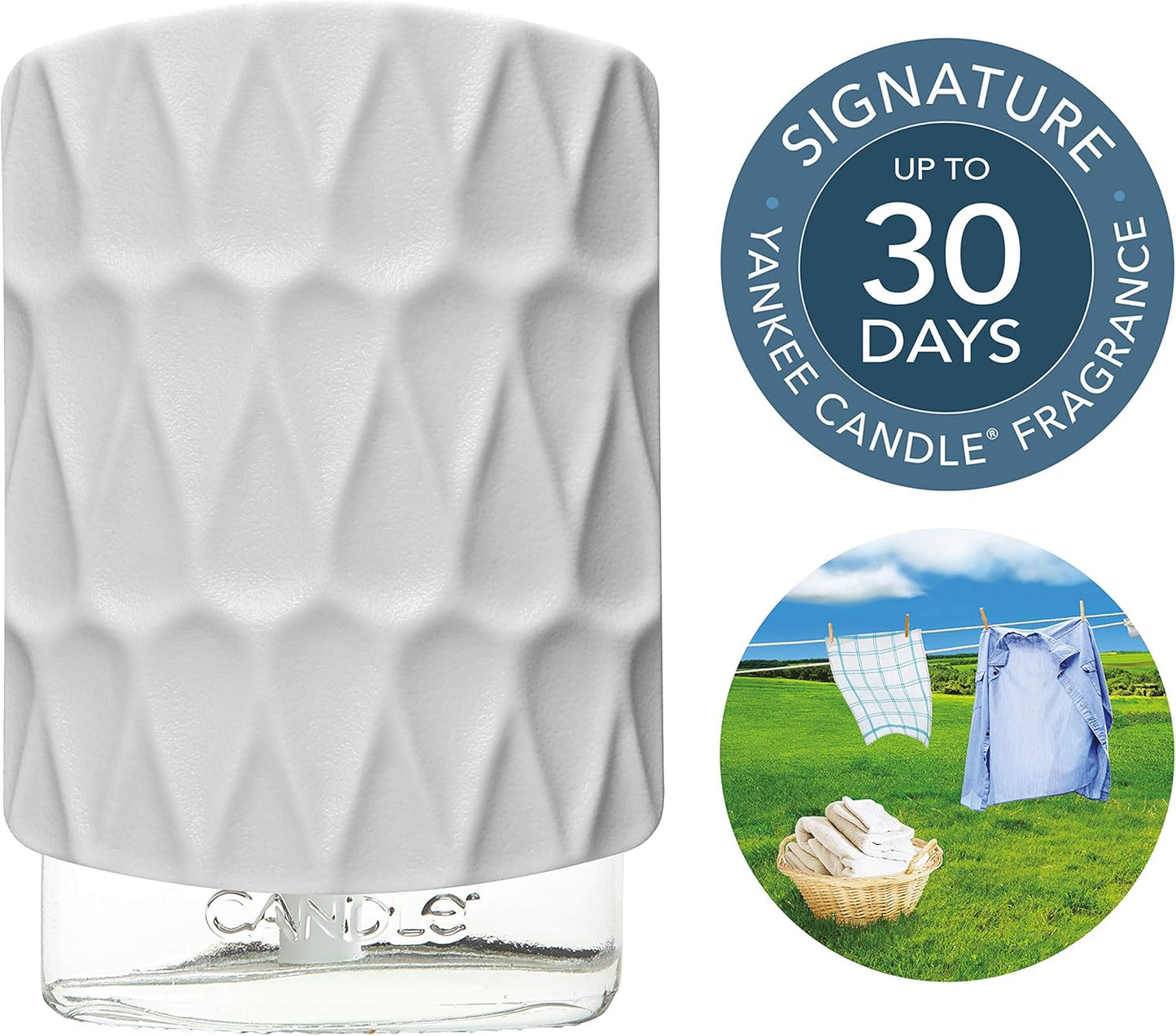 Yankee Candle ScentPlug Starter Kit | Clean Cotton Plug-in Air Freshener | White Organic Pattern | UK 3 Pin Plug, 30