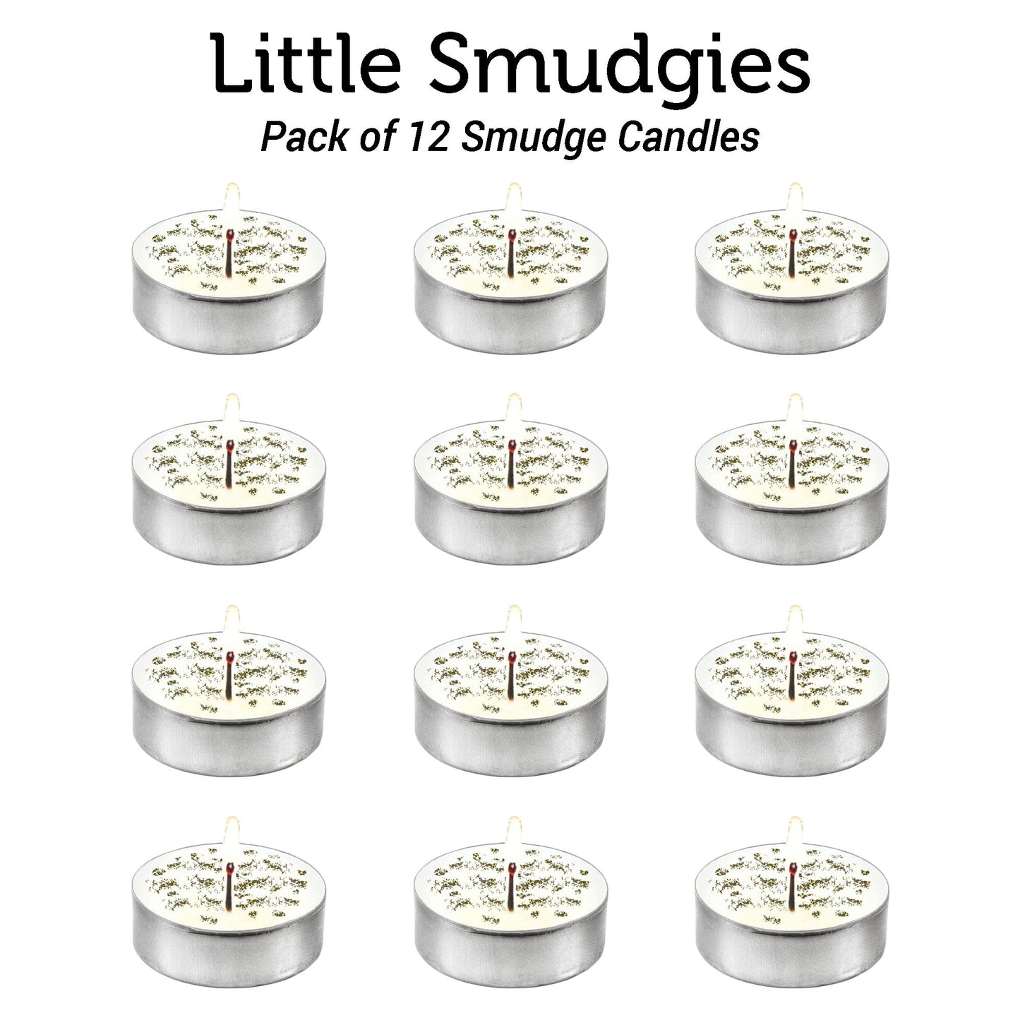 SOUL STICKS 12 Pack Little Smudgies Tealight Candles Smudge Candle for Cleansing House, Meditation, Chakra Healing | Made with Crystals and Herbs (White Sage & Dragon's Blood)
