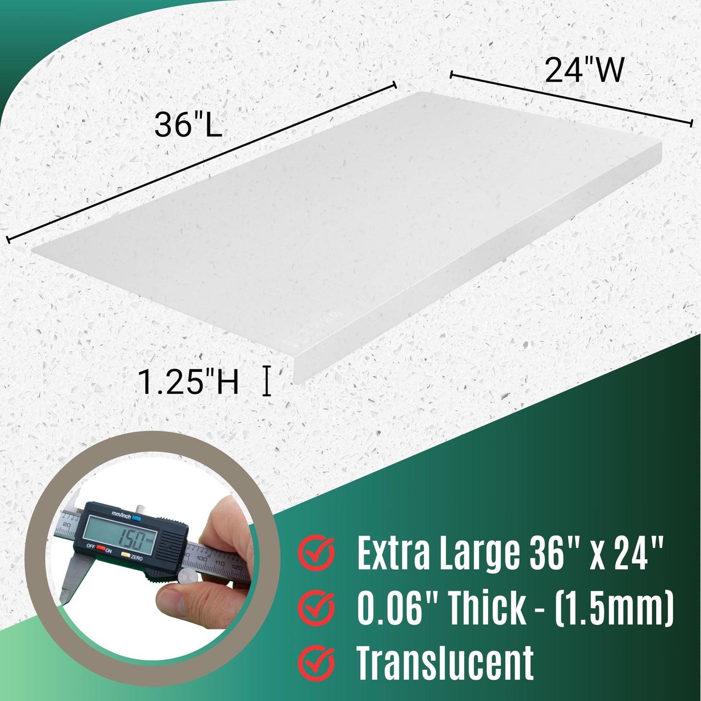 Extra Large Silicone Mats for Crafts with "Edge Protection" – Silicone Table Mat – Multipurpose Heat Resistant Silicone Mat – No Folds or Wrinkles – 1.5mm Thick, 36"x24", Translucent