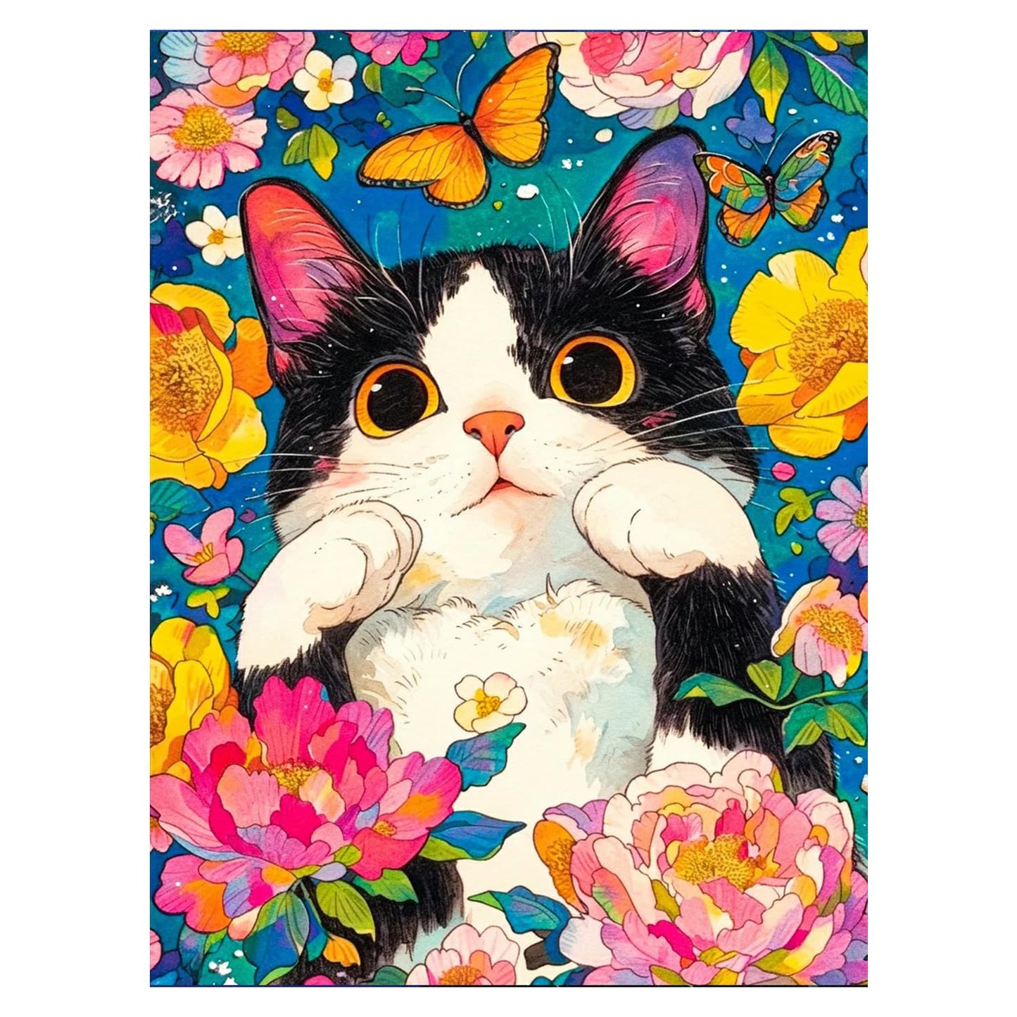 DOTZSO Cat Diamond Painting Kits for Adults, Easy DIY 5D Round Full Drill Diamond Art kit Diamond Dot Crystal Gem Art and Craft for Beginners Home Wall Decor 12x16 Inches Animal