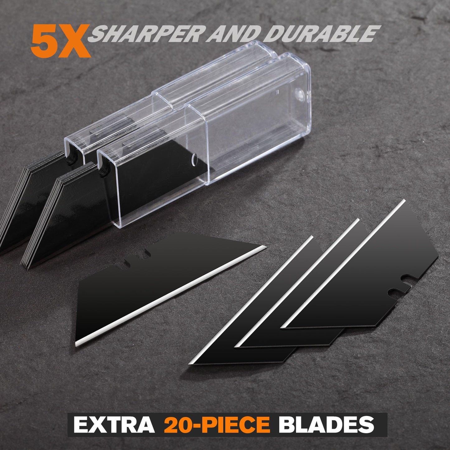 REXBETI 6 Pack Retractable Folding Utility Knife, SK5 Heavy Duty Box Cutter for Cartons, Cardboard and Boxes, Blade Storage Design, Extra 20 Blades Included