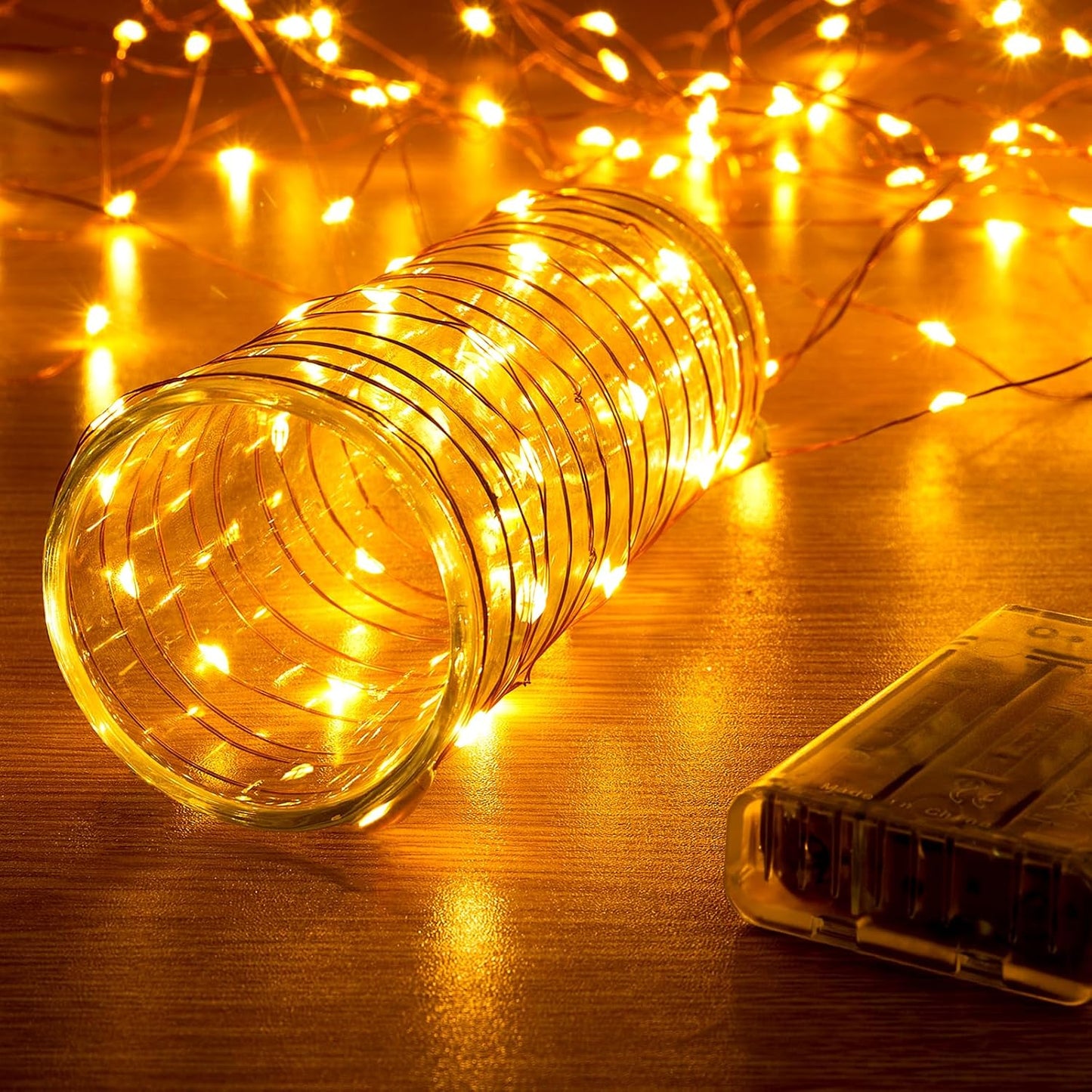1 Pack 16.4ft 50 Ariceleo Battery Operated String Lights with Timer, Warm White with Synchronized Twinkle Mode, Fairy