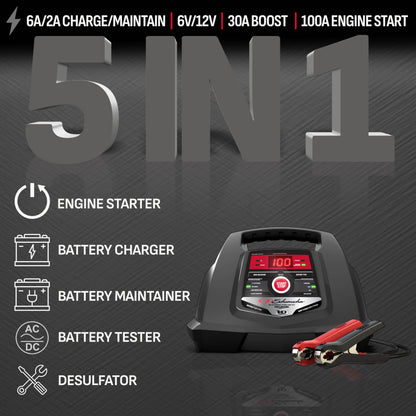 Schumacher Electric Fully Automatic Car Battery Charger & Engine Starter - 6V / 12V Battery Charger & Maintainer - for Standard, AGM, Gel & Deep-Cycle Batteries - Reverse Hook-Up Protection - SC1281