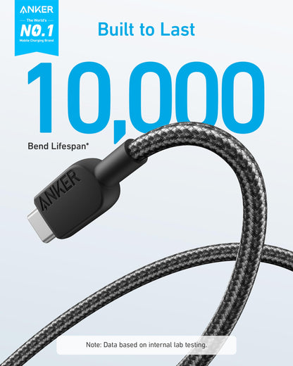 Anker USB A to USB C Cable, Charger Cord (2 Pack, 3FT), for iPhone 17 Series,Samsung Galaxy Note 10/S10+ S10, LG V30 (Black)