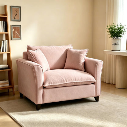 ERYE 46.9" Chenille Upholstered Accent Chair Wide Seat for Living Room Bedroom, Modern Leisure Cushion Armchair W/ 2 Pillows and Removable Cover for Home Apartment Office