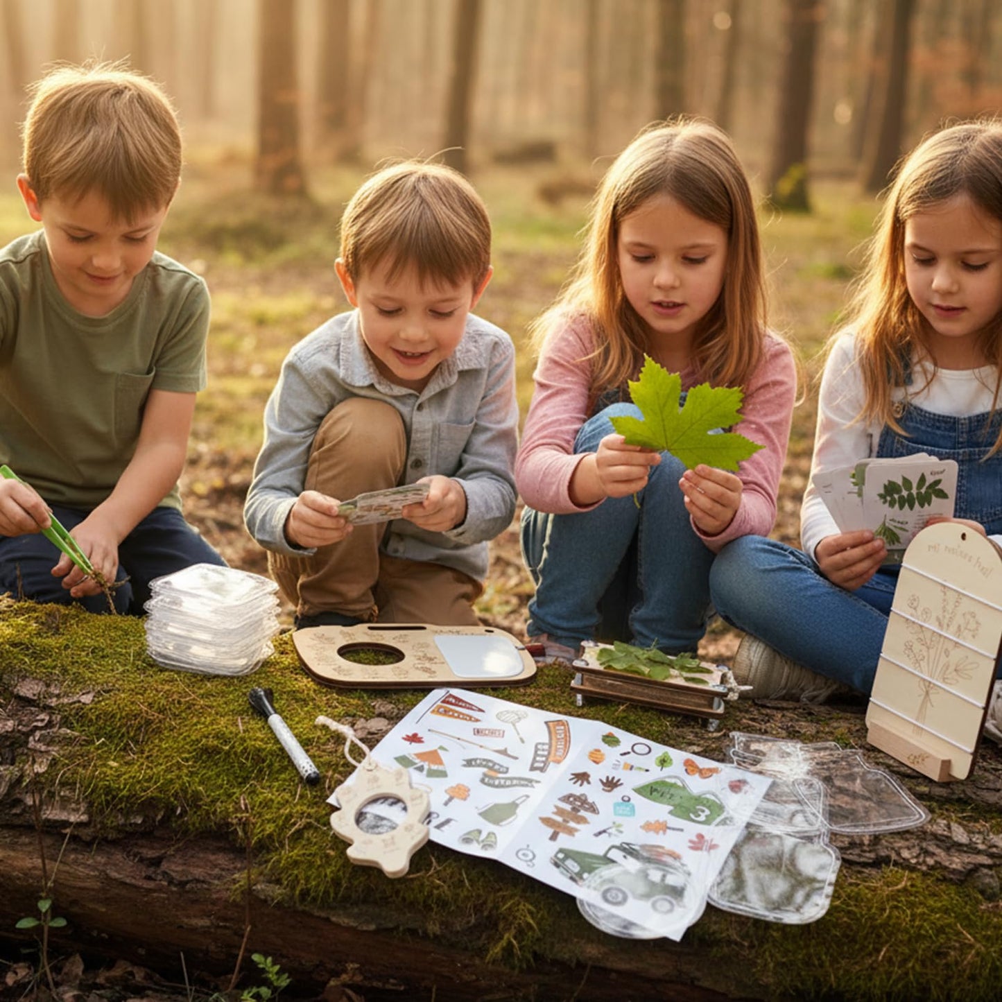 Flower Press Kit for Kids, Nature Exploration Toys with Plant ID Cards & Drawing Board, Outdoor Explorer Kit with DIY Bouquet Preservation & Dried Flower Art | Ideal Gift for Nature & Craft Lovers