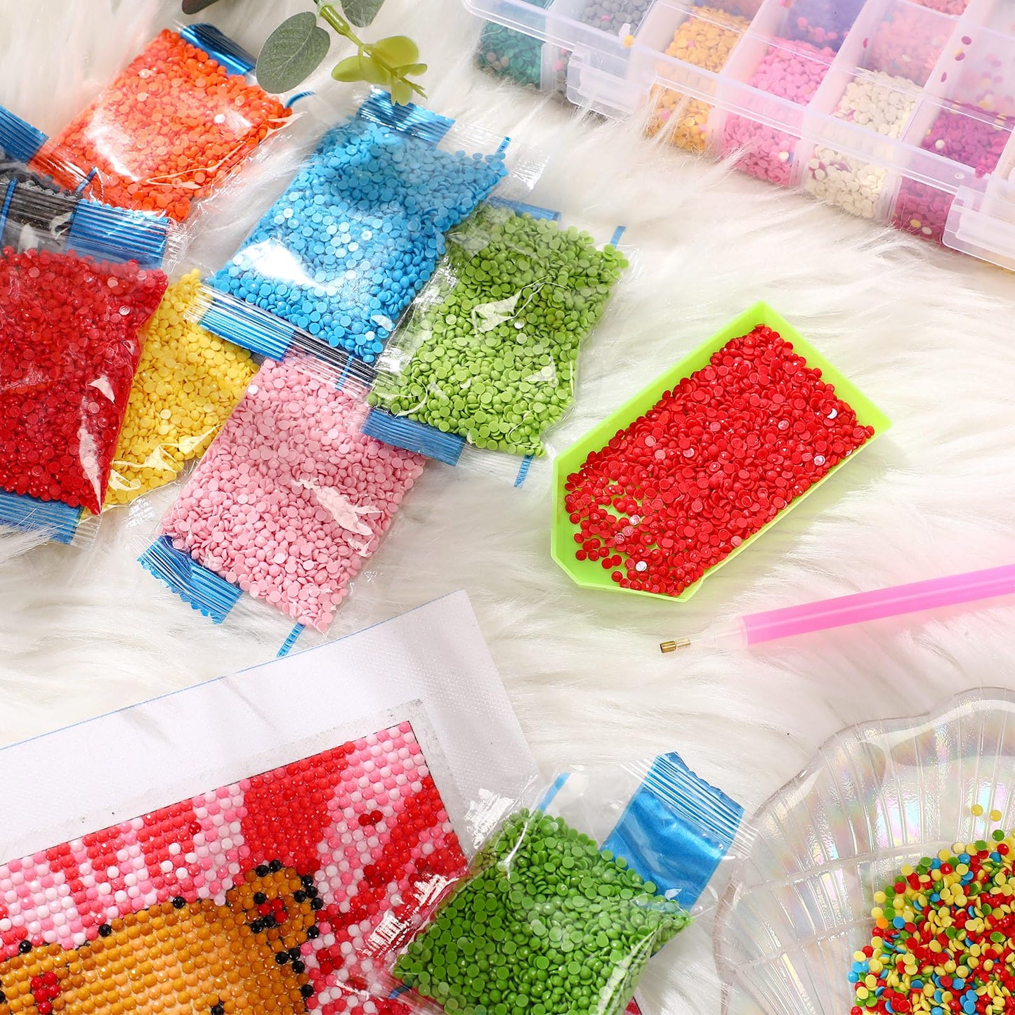 Sasylvia 300000 Pcs 60 Color Diamond Painting Beads 2.8 mm Resin Round Diamond Flat Bottom Rhinestones for DIY Handmade Craft Accessories(Classic Color)
