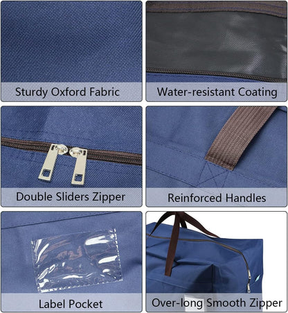 iwill CREATE PRO Pack of 3 Large 100L Clothing Storage Bags with Carry Handles, Duffle Bag for Travel, Blue