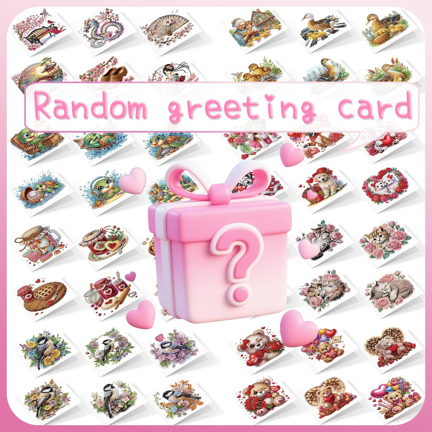 Focart 12 Pack Diamond Painting Greeting Cards, Random Diamond Art Kits Special Shape Drill DIY Handcraft, Unique Design Crafting for Birthday Holiday Cards, Best Wishes to Relatives and Friends