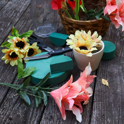 Pack of 6 FLOFARE Round Floral Foam Blocks for Fresh and Artificial Flowers, (6" X 1.4"), Dry & Wet Green Flower Foam for Flower Arrangements and Florist Supplies