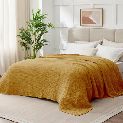 Kozyhvn 100% 50"x 70", 6 Summer Cotton Muslin Blanket Large Layers Breathable and Lightweight Cotton Throw Blankets