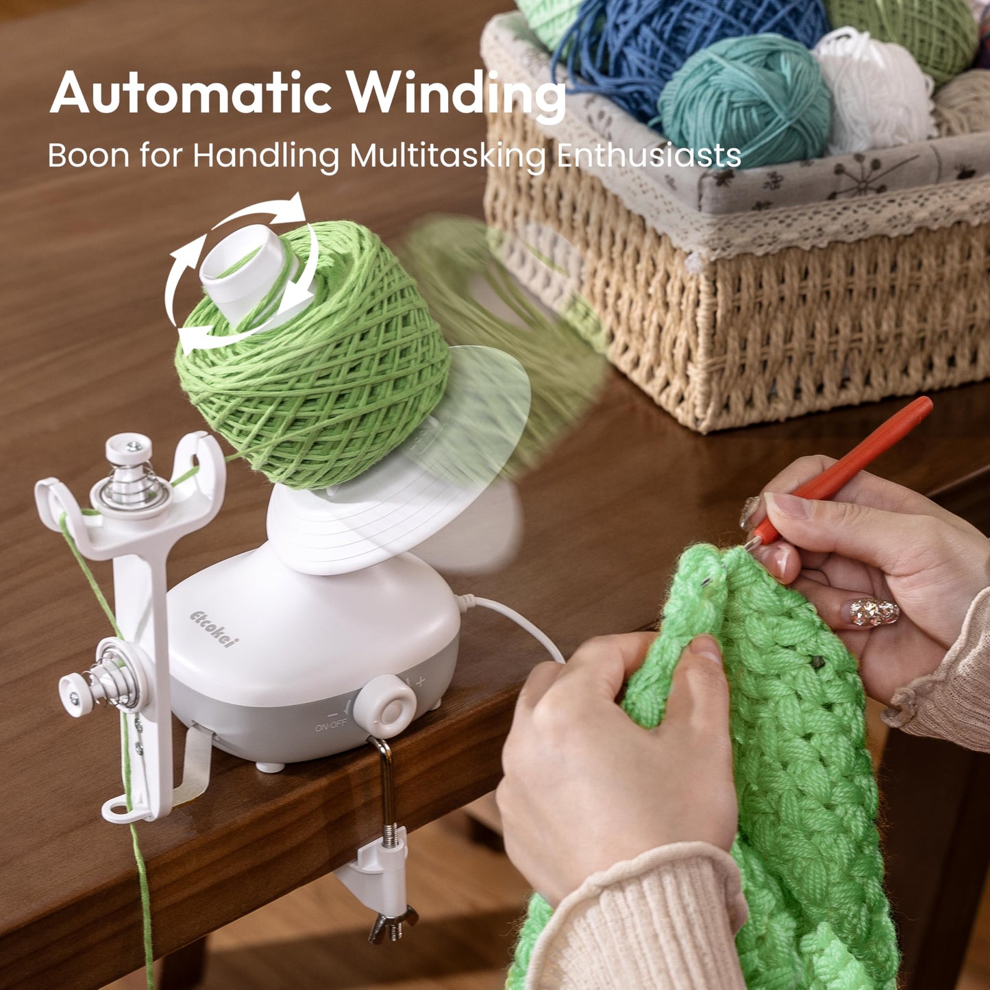 Etcokei Electric Yarn Winder M1 & 9pcs Yarn Ball Tube, Compact Cake Winder for Neat Storage & Tangle-Free Knitting/Crocheting, Yarn Winding Tube