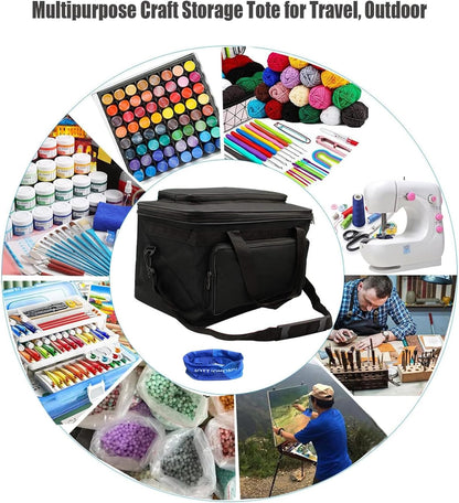 Art and Craft Storage Organizer Bag Paint Art Supplies Storage Bag Arts Craft Tool Carrying Case Artist Paint Tool Box for Travel Foldable Waterproof Large Capacity Storage Tote Bag for Sewing