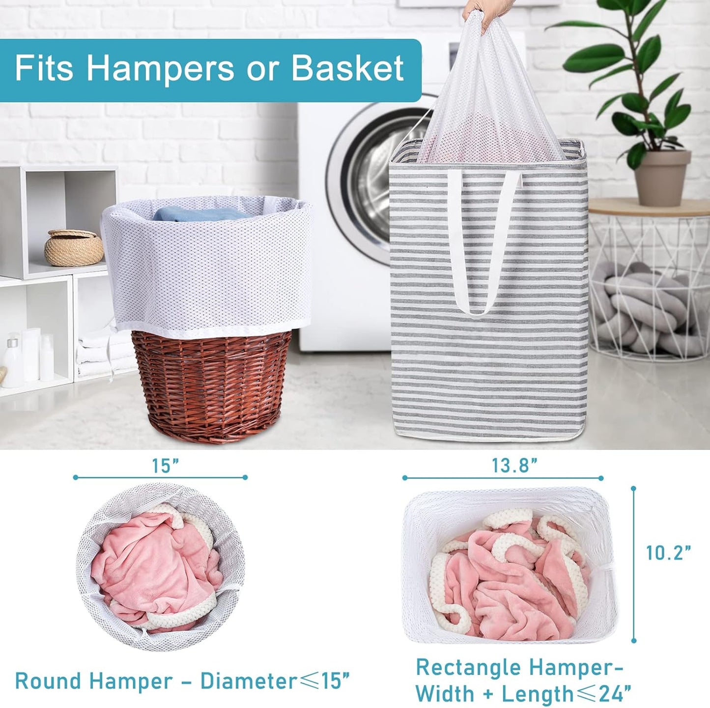 Polecasa Heavy Duty Large Mesh Laundry Bags with ID Tag, 2 Pack, 24 x 36 inches