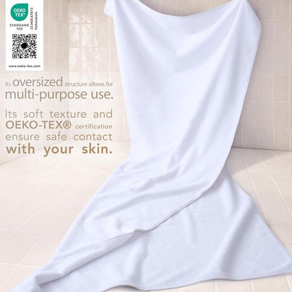 Cotton Paradise 100% Cotton Oversized Bath Sheet - Extra Large 40x80 White Turkish Towel