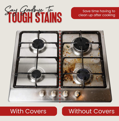 Aluminium Gas Stove Burner Covers (100 Pack) - Disposable Gas Stove Cover Liners, Heat-Resistant Gas Stove Top Covers for Gas Burners and Stove Covers for Gas Stove Top the Perfect Kitchen Accessories