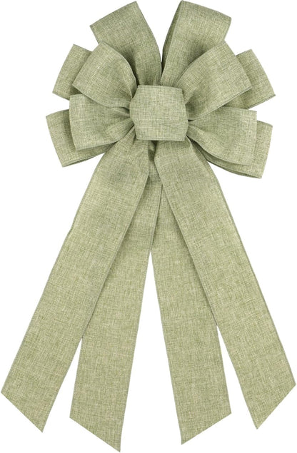 Skiennix Mint Green Large Bow - 11x21 Inch Wired Ribbon for Wreaths & Spring Decor