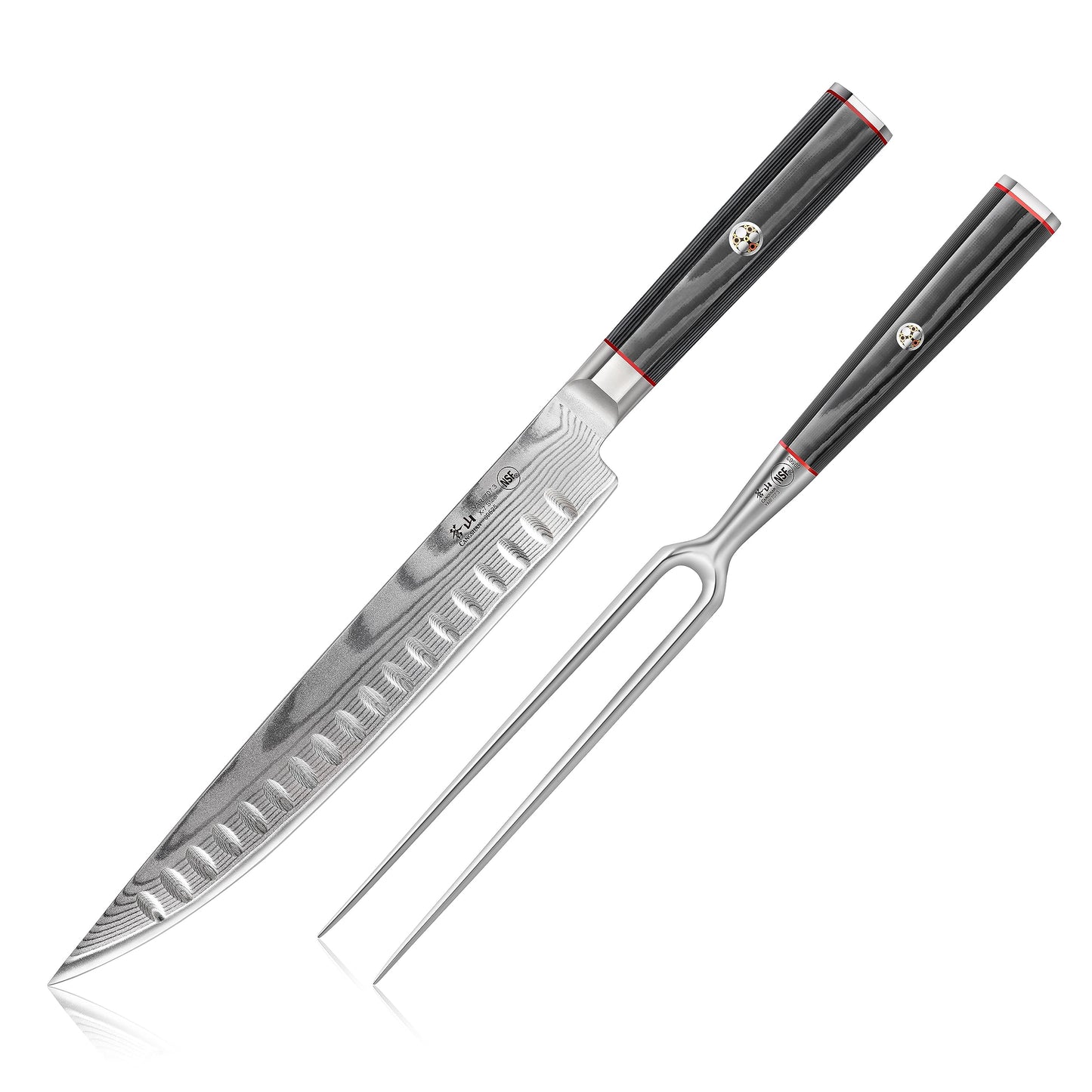 Cangshan YARI Series 2-Piece Carving Set with Ash Wood Box, X-7 Damascus Steel, 501332