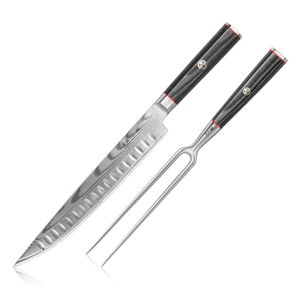 Cangshan YARI Series 2-Piece Carving Set with Ash Wood Box, X-7 Damascus Steel, 501332