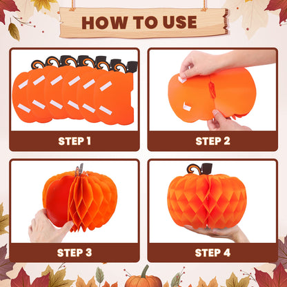 KatchOn, Pumpkin Table Centerpieces And Thanksgiving Wooden Cutout Sign Set – Pack of 14 | Honeycomb Paper Pumpkins And Thankful Blessed Grateful Word Signs For Thanksgiving Table And Fall Decorations