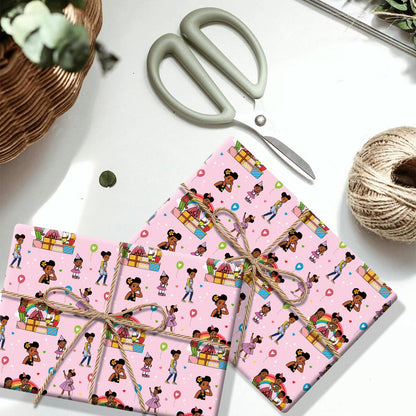 Fuyhiuous 4Pack Gracies Gift Wrapping Paper 20" x 30" Kraft Paper Wrapping Paper Sheets Pack for Kids Birthday, Gracies Corner Party Decoration