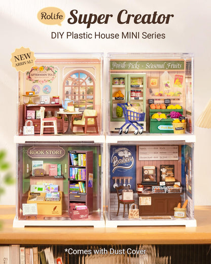 Rolife Super Creator Mini Series Fruits Shop, DIY Plastic Miniature Kits Retail Store Series, Mini Model House Building Set for Teens Aged 14+, DIY Crafts/Hobbies for Adults (Nature Energy Fruits)