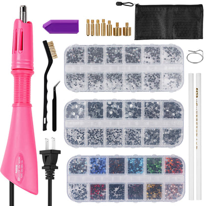 Maxmartt Hotfix Applicator Tool, DIY Hot Fix Rhinestone Setter, Quick Heating Hot Fix Wand Rhinestone, DIY Applicator Embellishment Tools, for Setting Rhinestones and Beads (Pink)