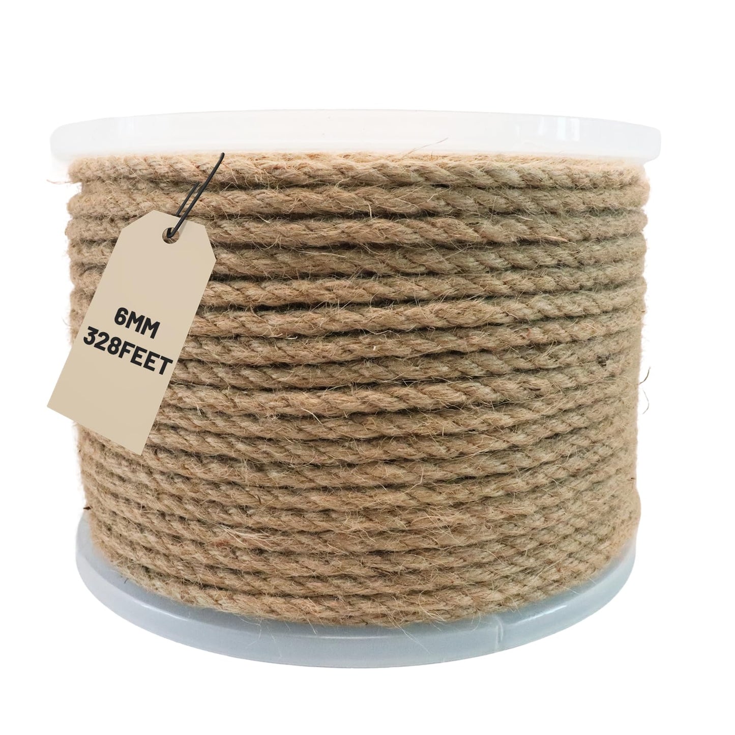 SDHUATUO Jute Twine Rope 6mm x 328ft, Natural Hemp String for Gardening, Crafting, Cat Scratching Post, DIY Crafts, Bundling, Home Decor