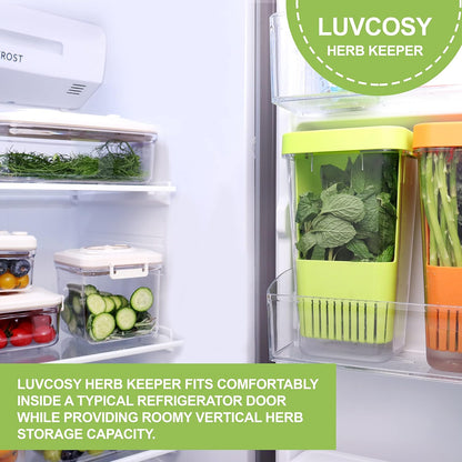 2 Pack 3 LUVCOSY Herb Keeper, BPA-Free Plastic Herb Saver with an Inner Basket for Cilantro, Mint, Parsley
